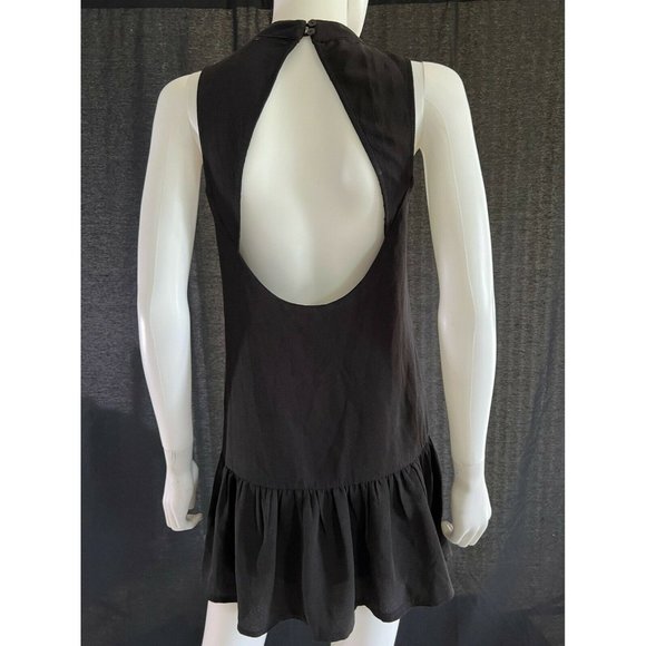 Via Vai Women's Mini Dress Sleeveless Black Flowers Embroidered Open Back S - Picture 7 of 12